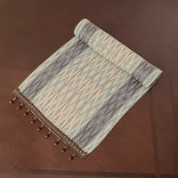 Handwoven Blue Steel Bamboo Table Runner