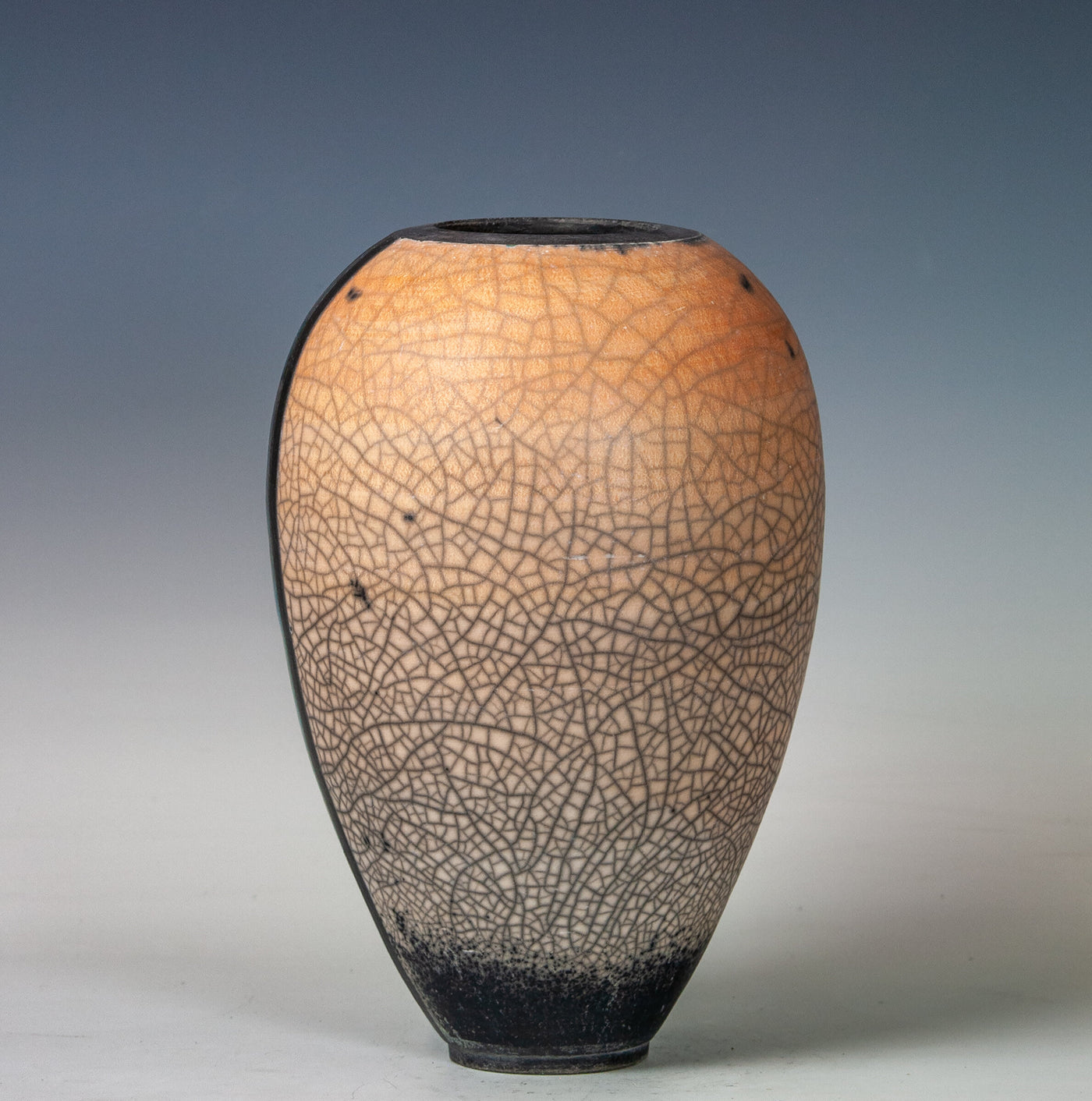 Orange Naked Raku with Turquoise Ladder