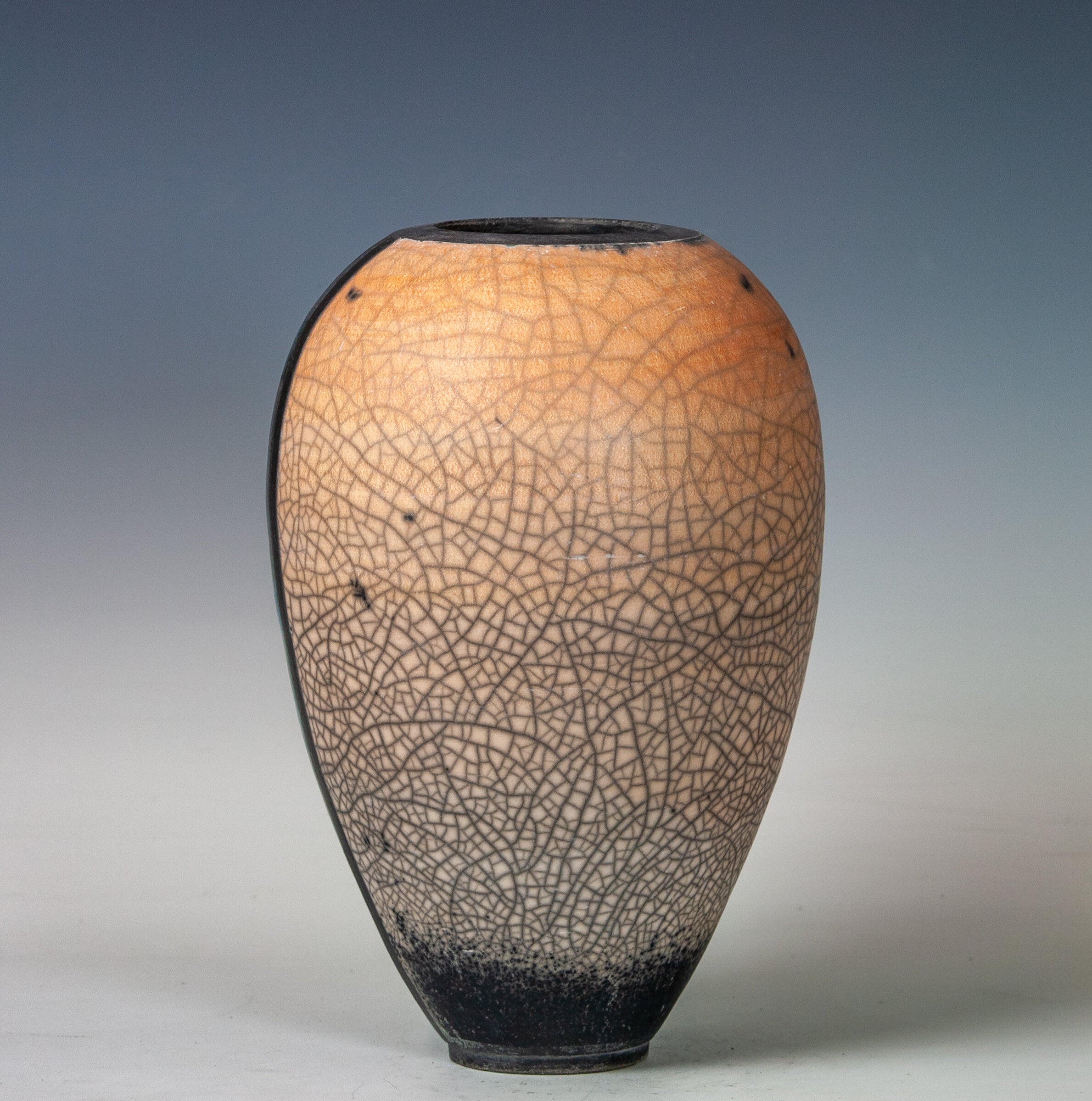 Orange Naked Raku with Turquoise Ladder
