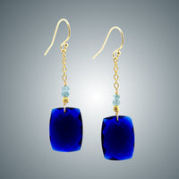 Dark Blue Quartz and Vermeil Earrings