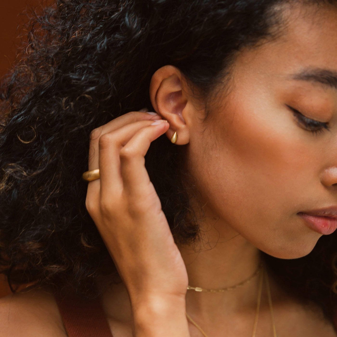Liquid Gold Drop Stud Earrings