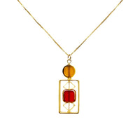 Translucent Yellow & Red Art Deco Pendant