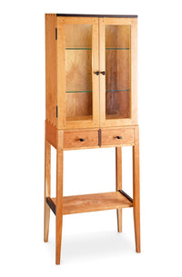 Tall Cherry Display Two Door Cabinet