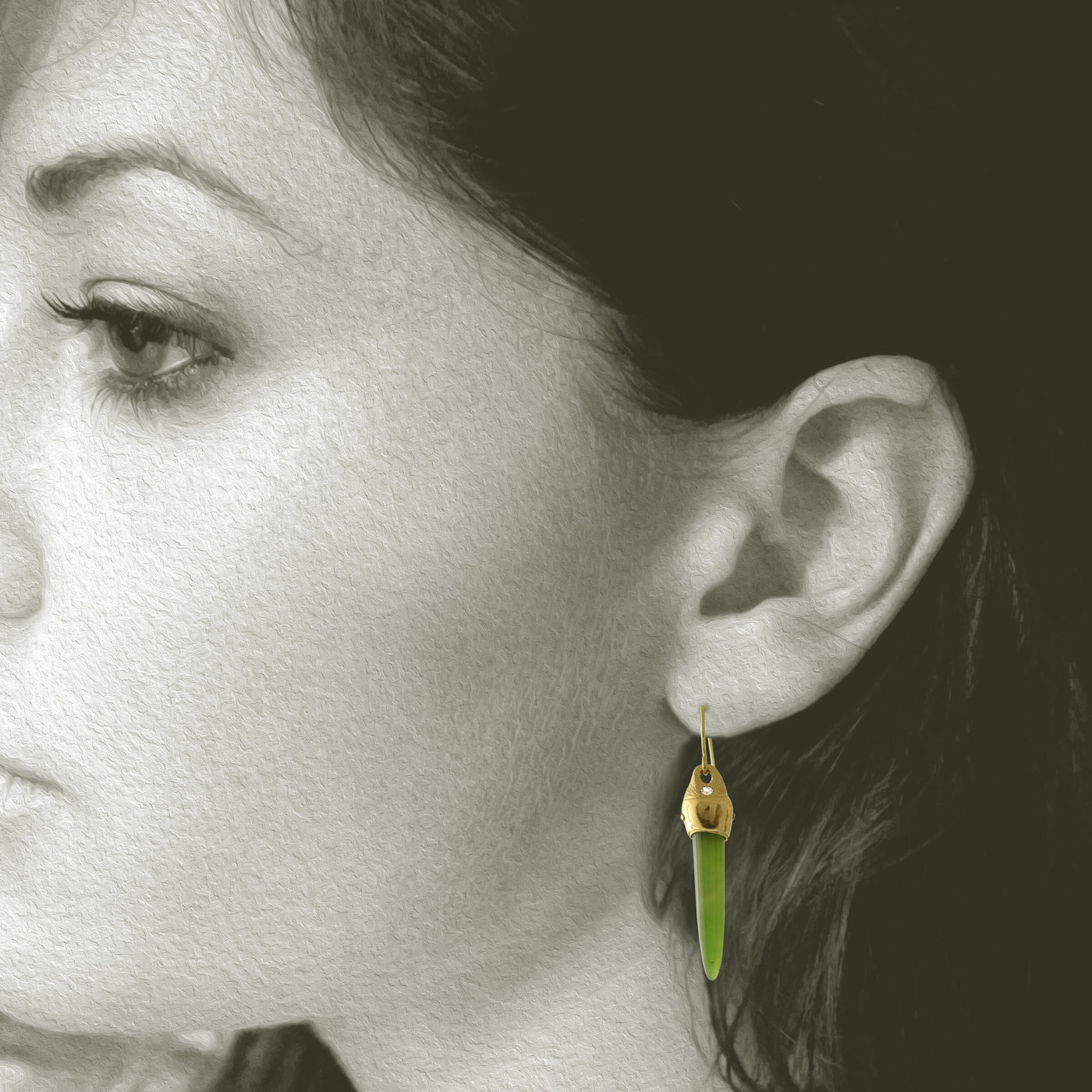 Arizona Nephrite Bullet Earrings