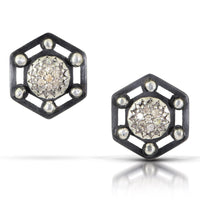 Pave Diamond Hexagon Earrings