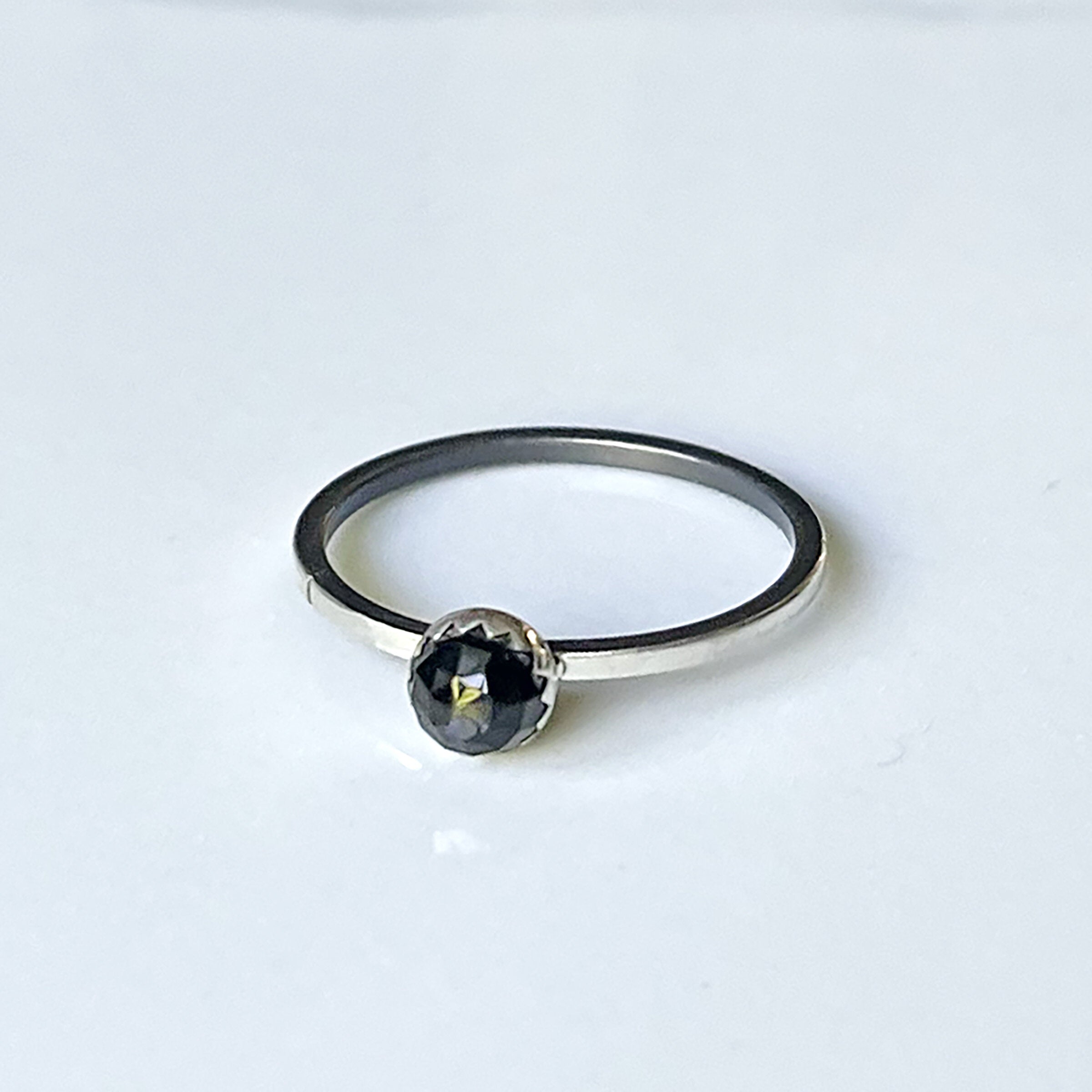 Rose-Cut Black Spinel Ring