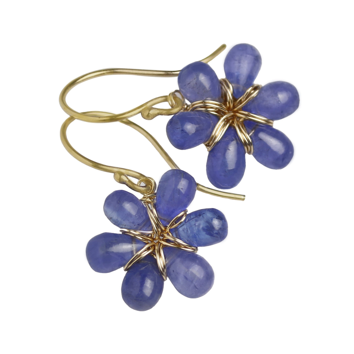 Tanzanite & 14k Gold Flower Earrings