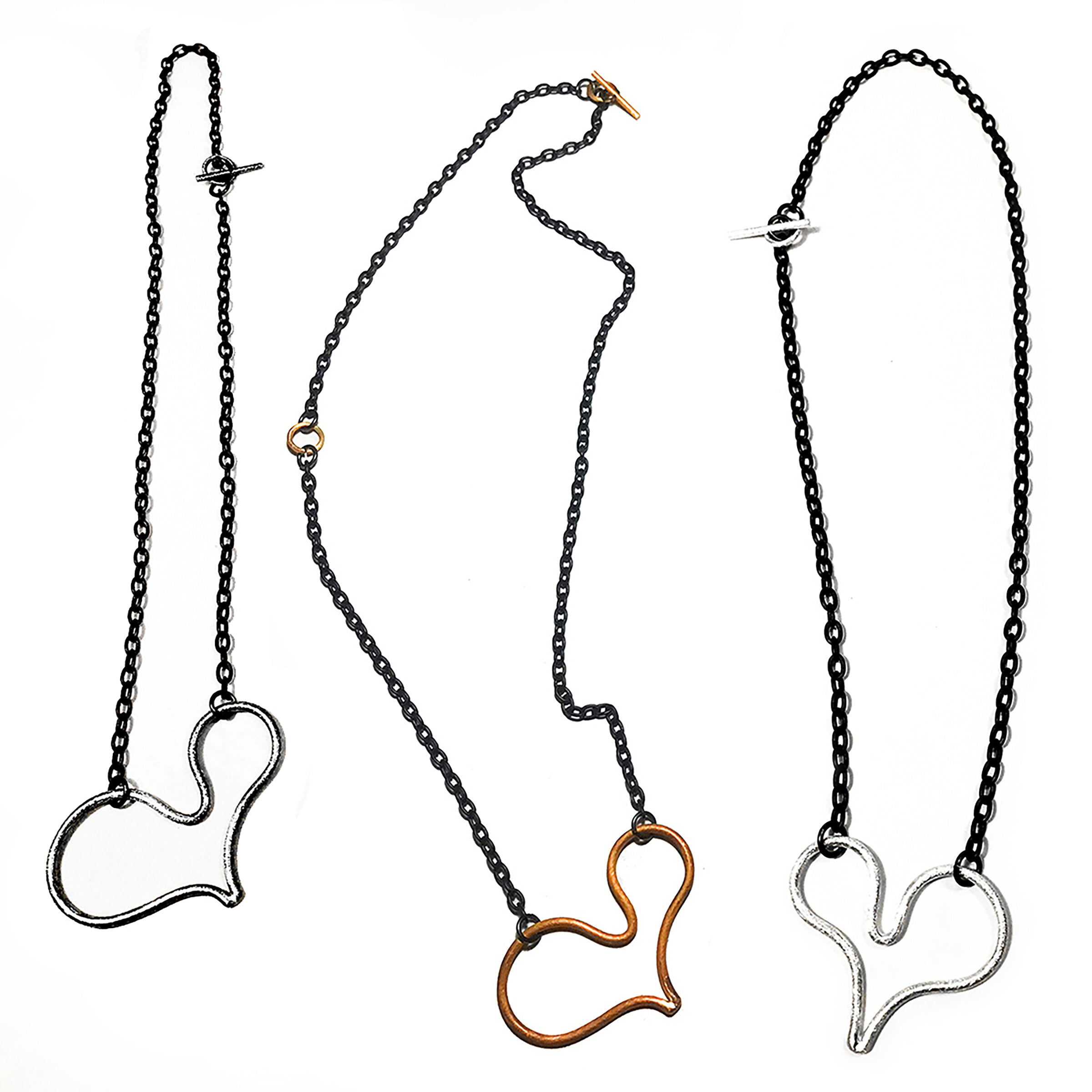 Left to right: Black silver, Copper, Brushed Silver 