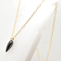 Hematite Drop Gold Necklace