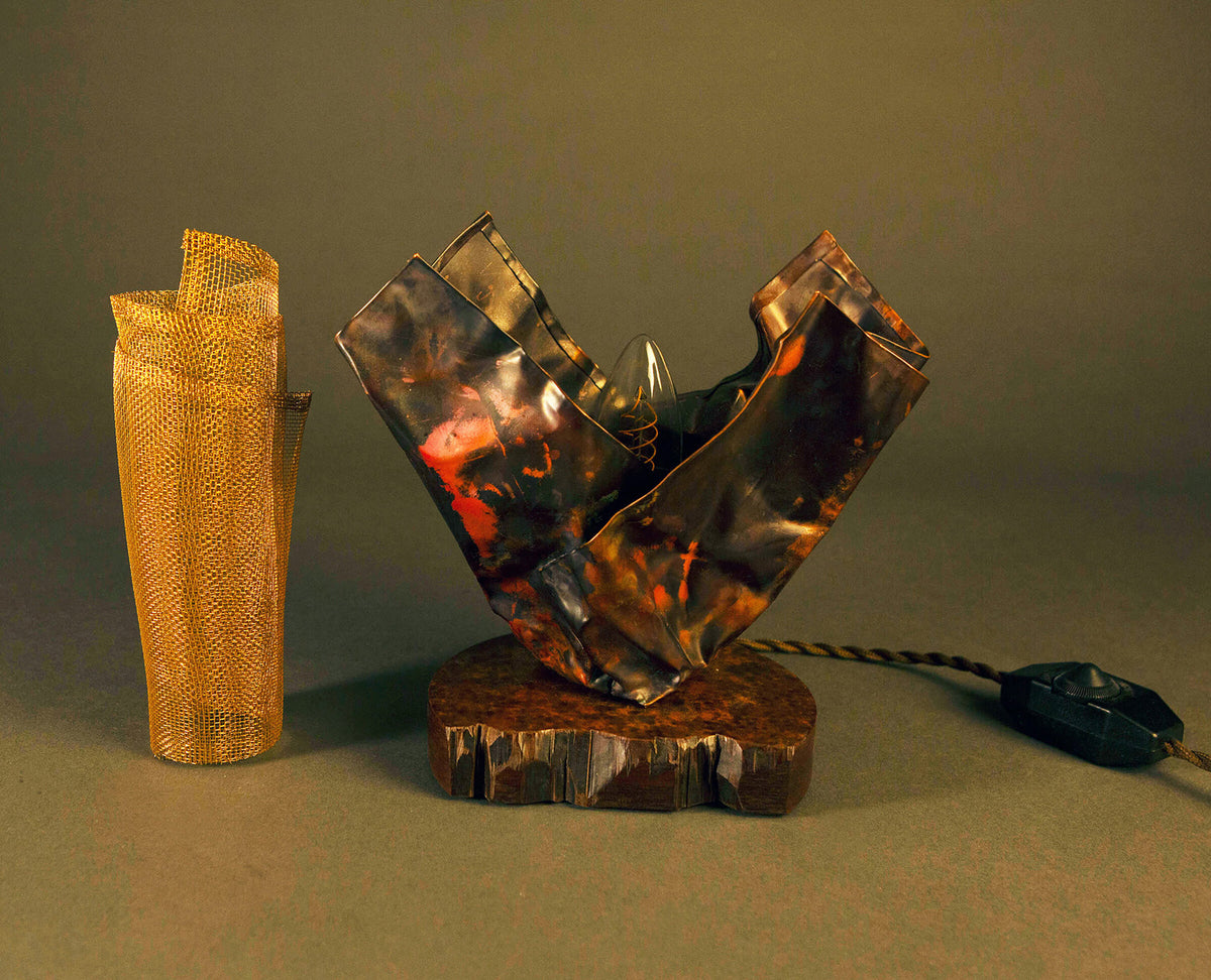 Crushed Copper Table Lamp