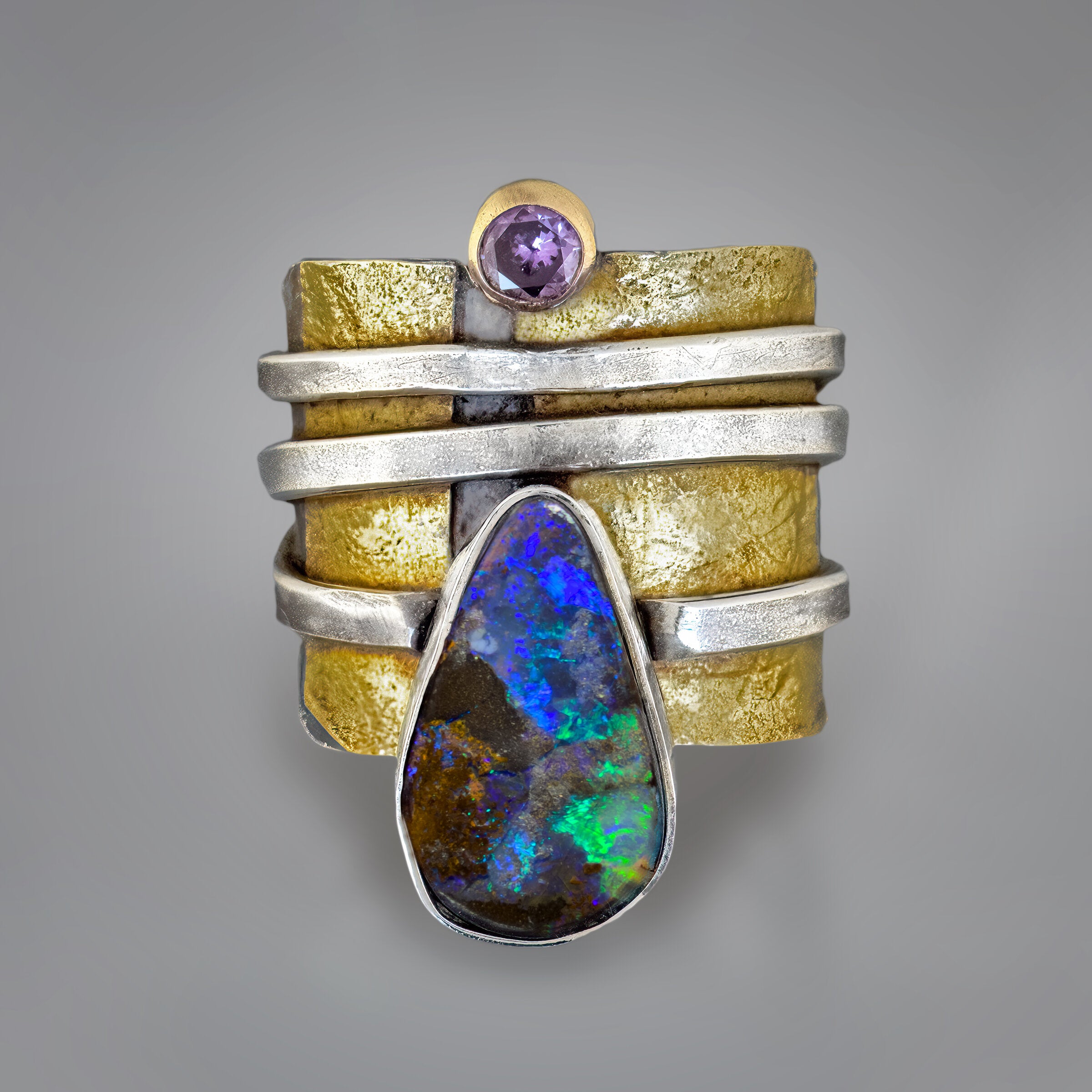 Wrapped Boulder Opal Ring