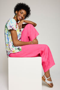 Linen Crossover Hem Top