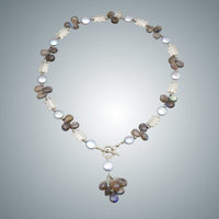 Labradorite Teardrops, Freshwater Pearls & Sterling Silver Necklace