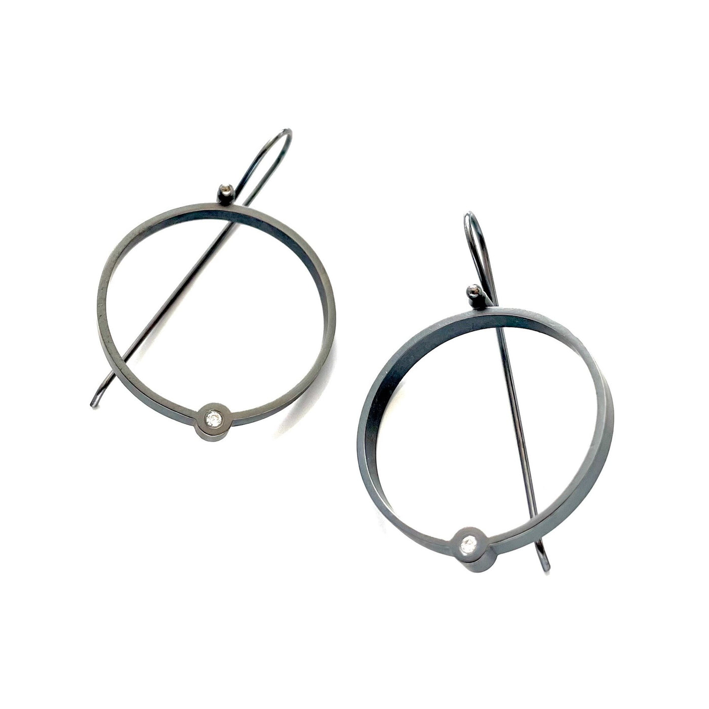 Open Circle Diamond Earrings