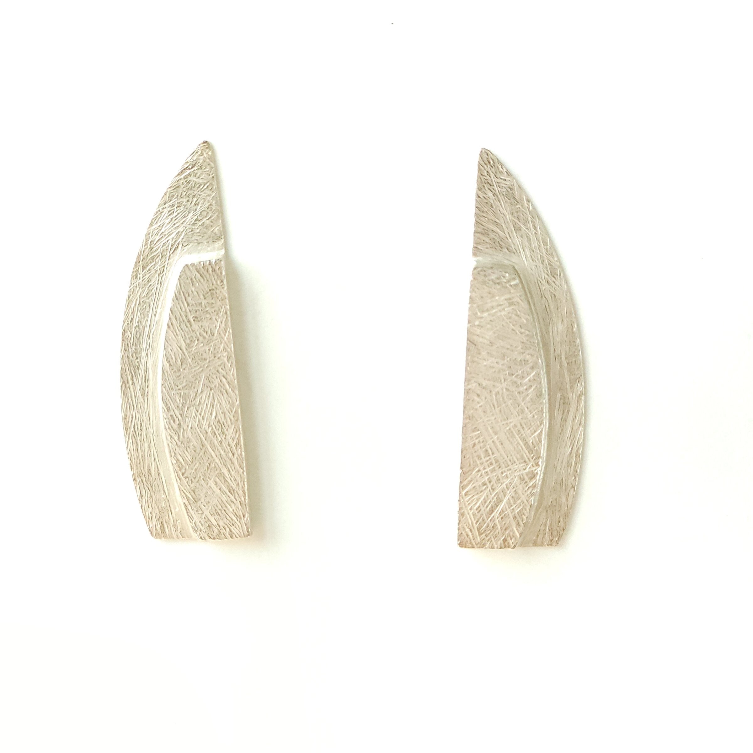 Carved Crescent Platform Earrings