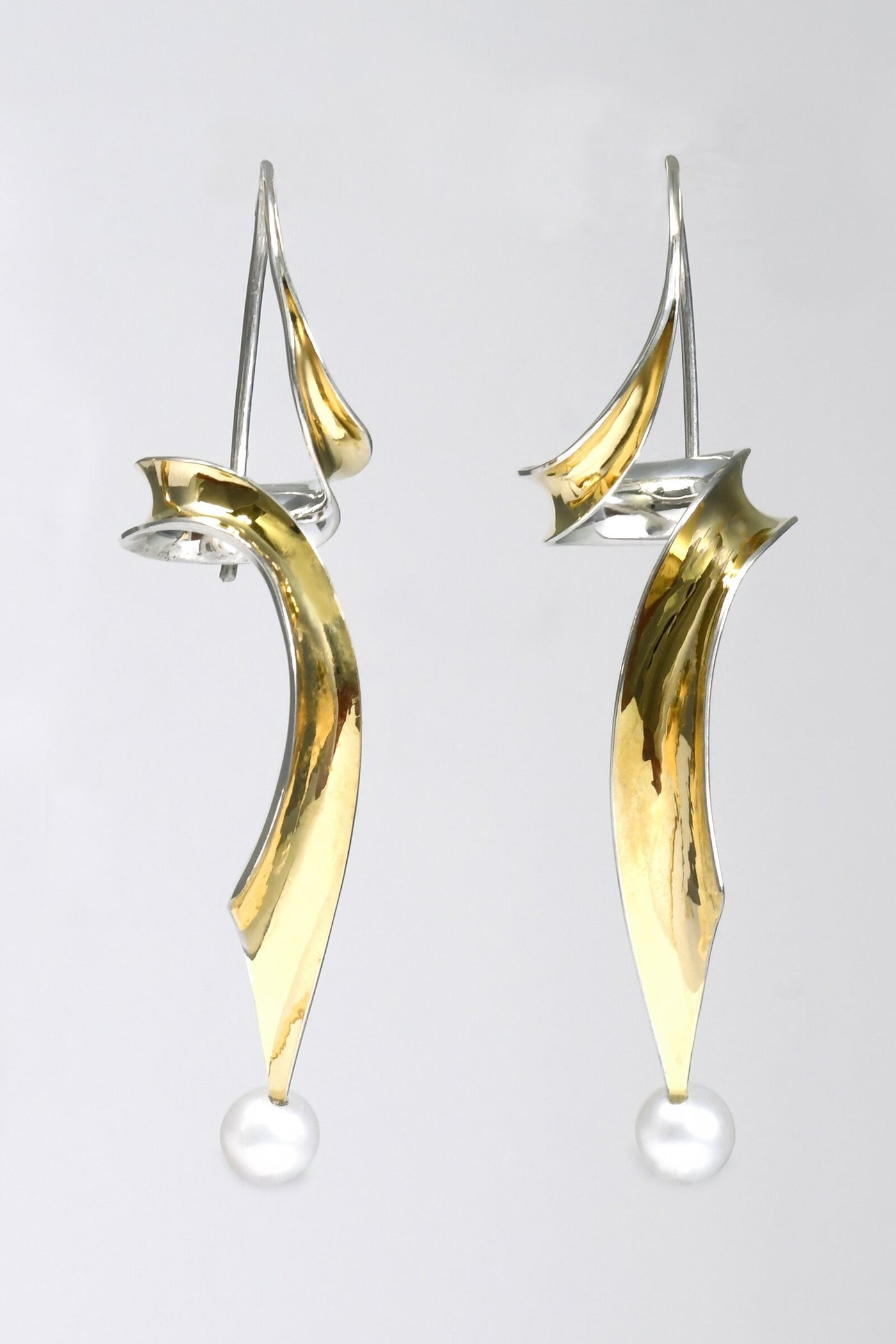 Flared Twirl & Pearl Earrings
