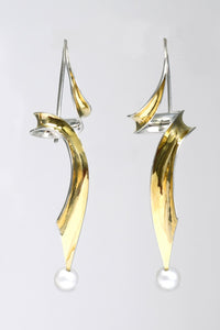 Flared Twirl & Pearl Earrings