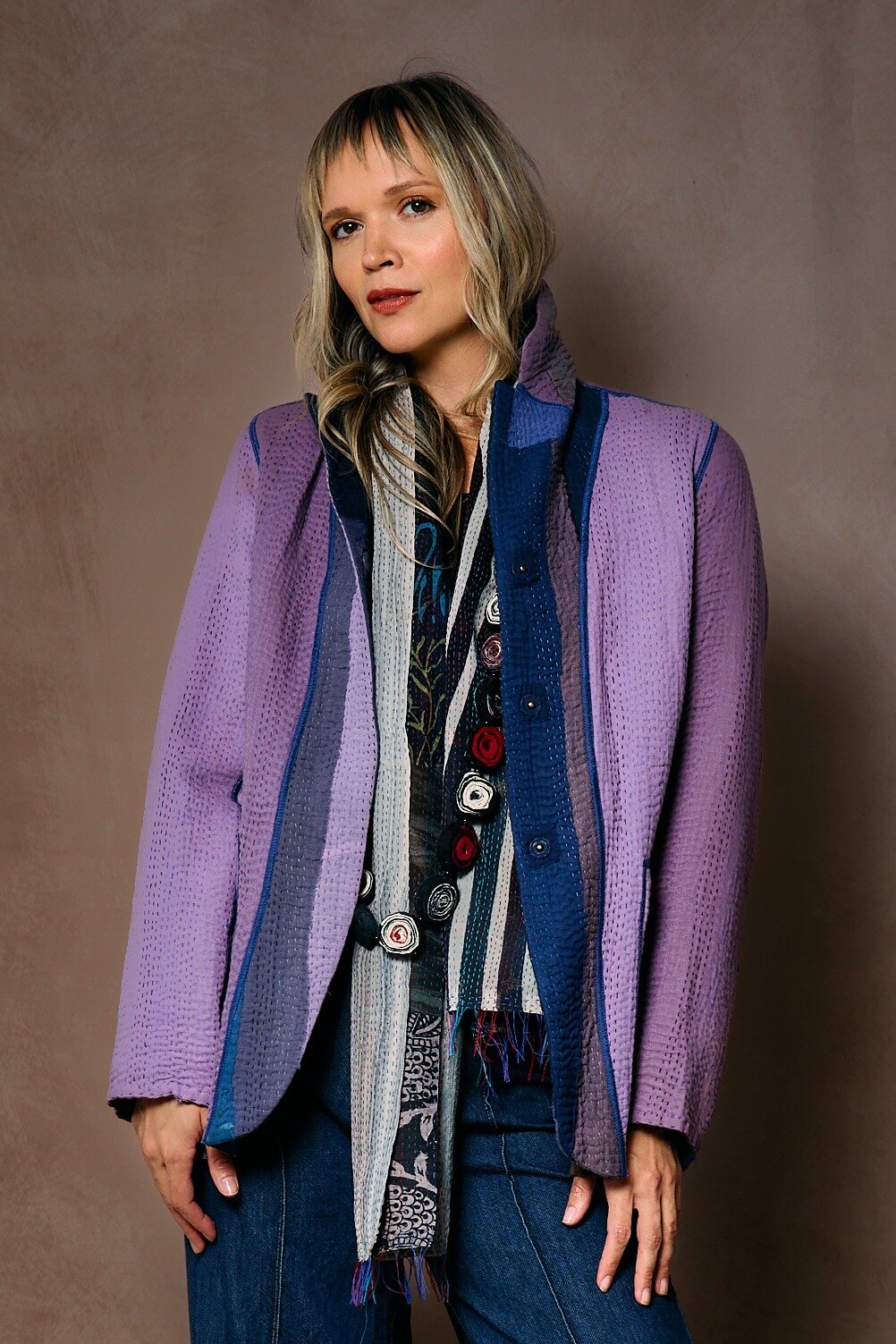 Stripe Patch Kantha Jacket