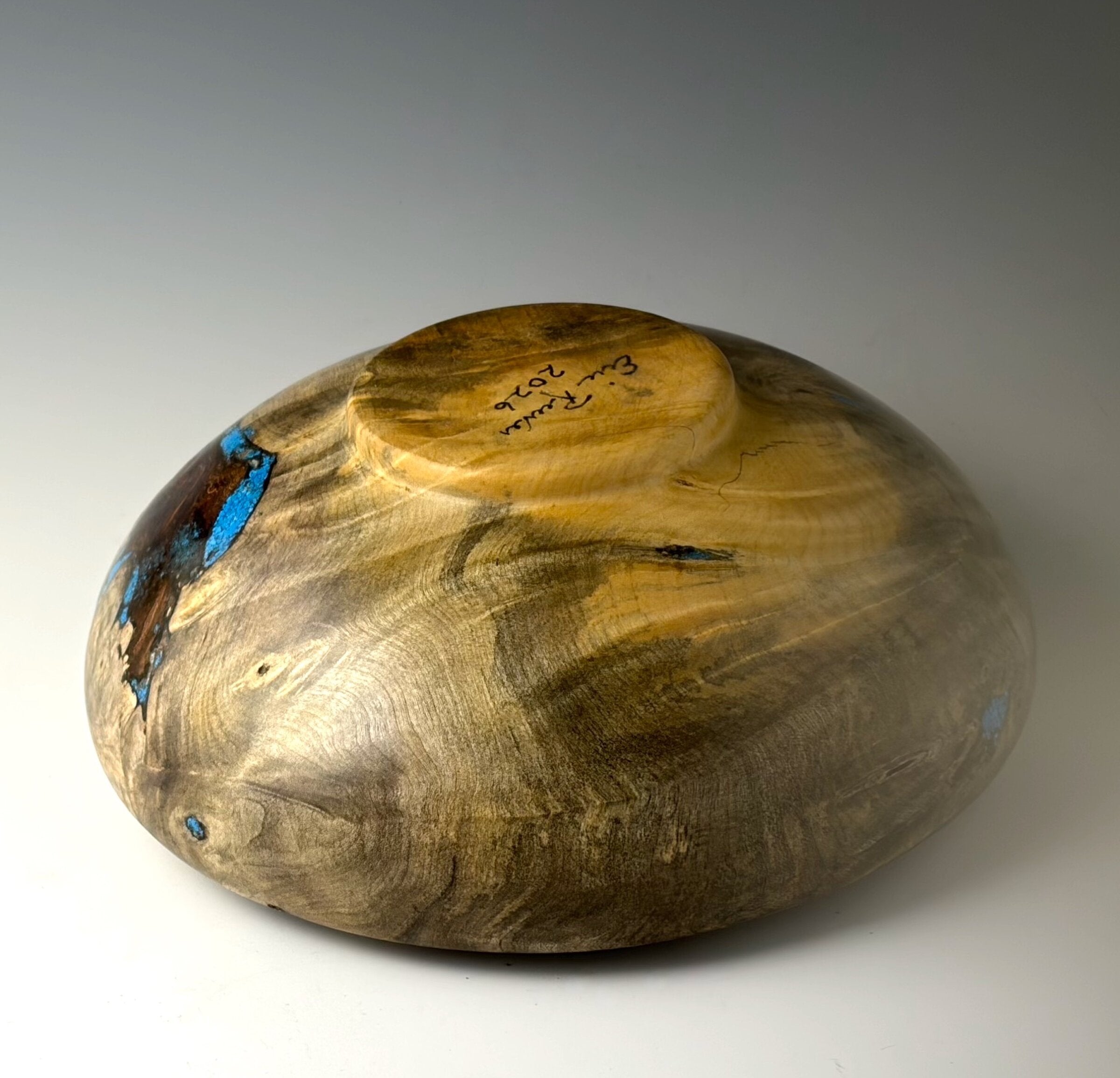 Vessel Turned from Buckeye Burl, African Blackwood Inlay
