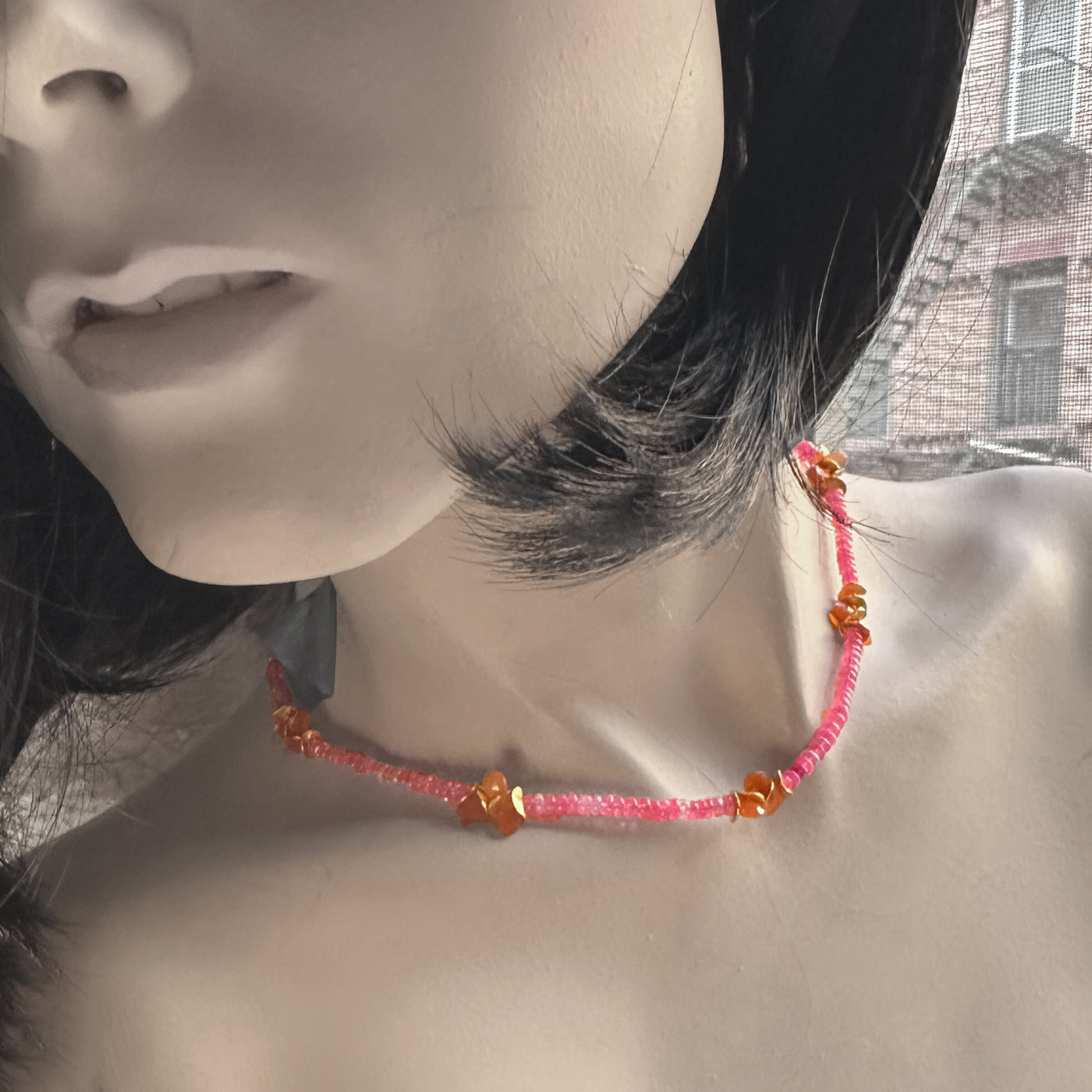Hot Pink Opal & Carnelian Choker
