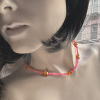 Hot Pink Opal & Carnelian Choker
