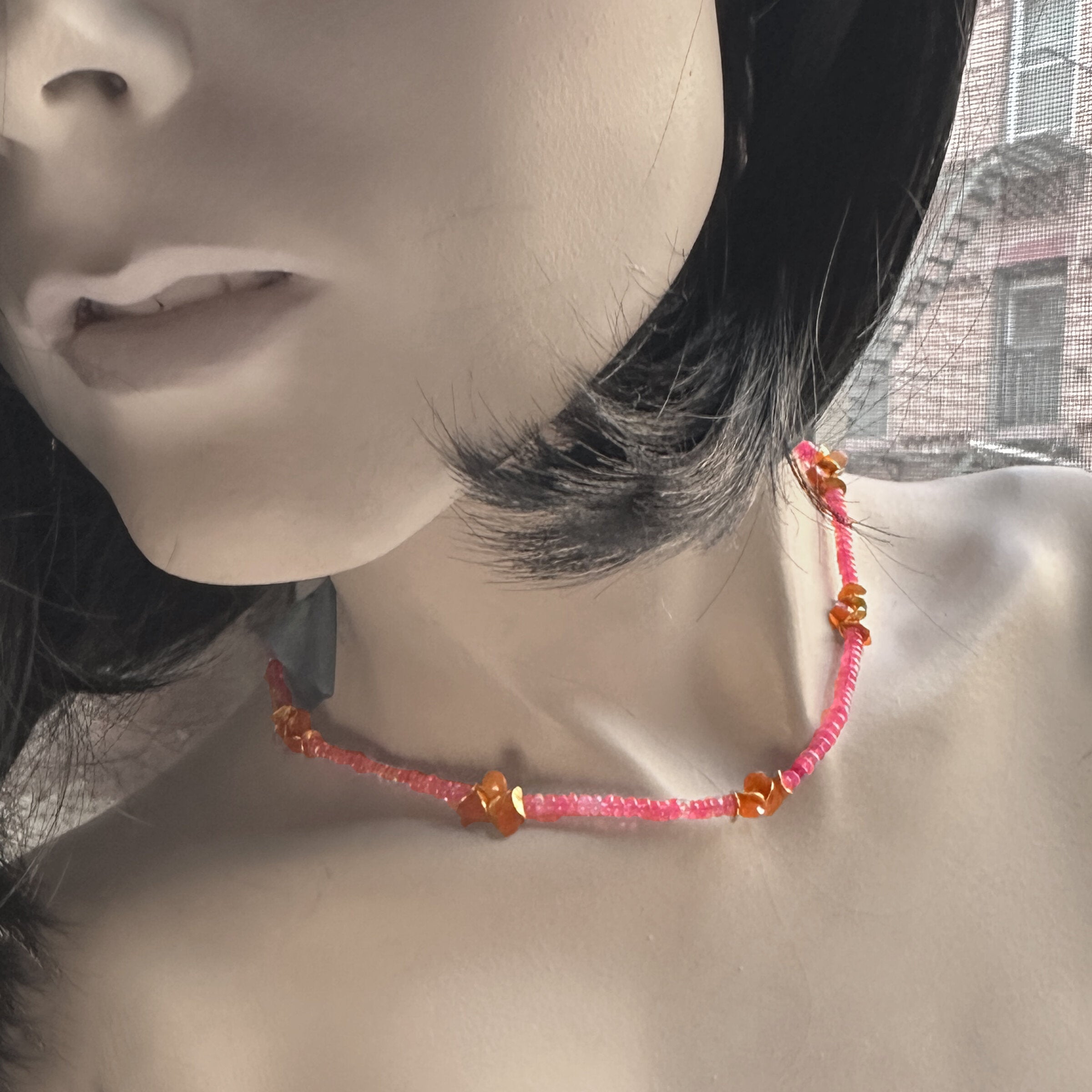 Hot Pink Opal & Carnelian Choker