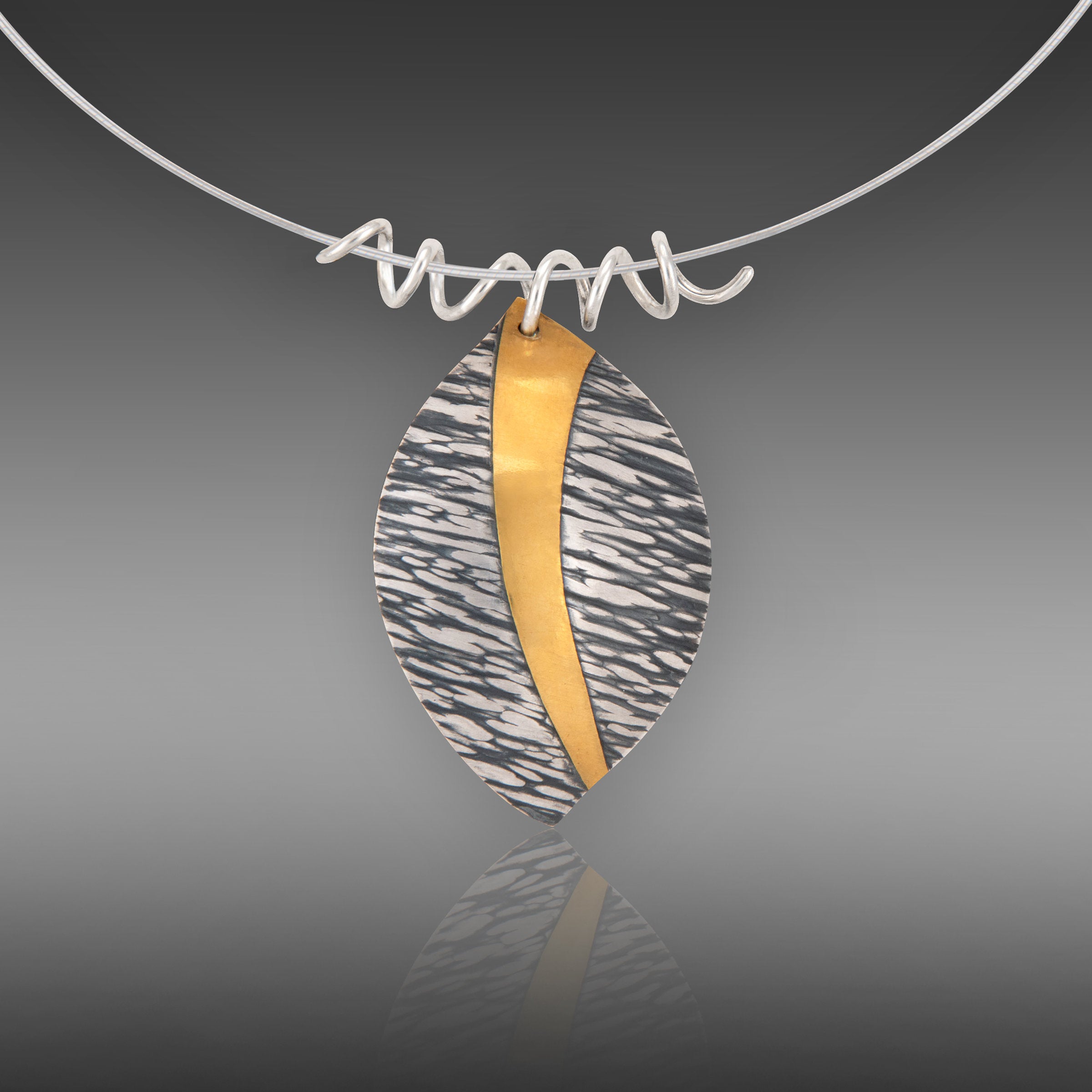 Keum-boo Elm Leaf Pendant
