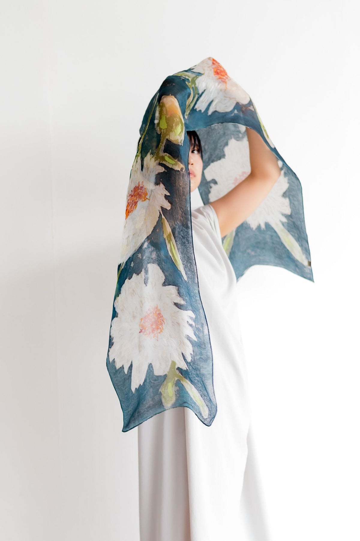 Botanical Hand-Painted Silk Scarf