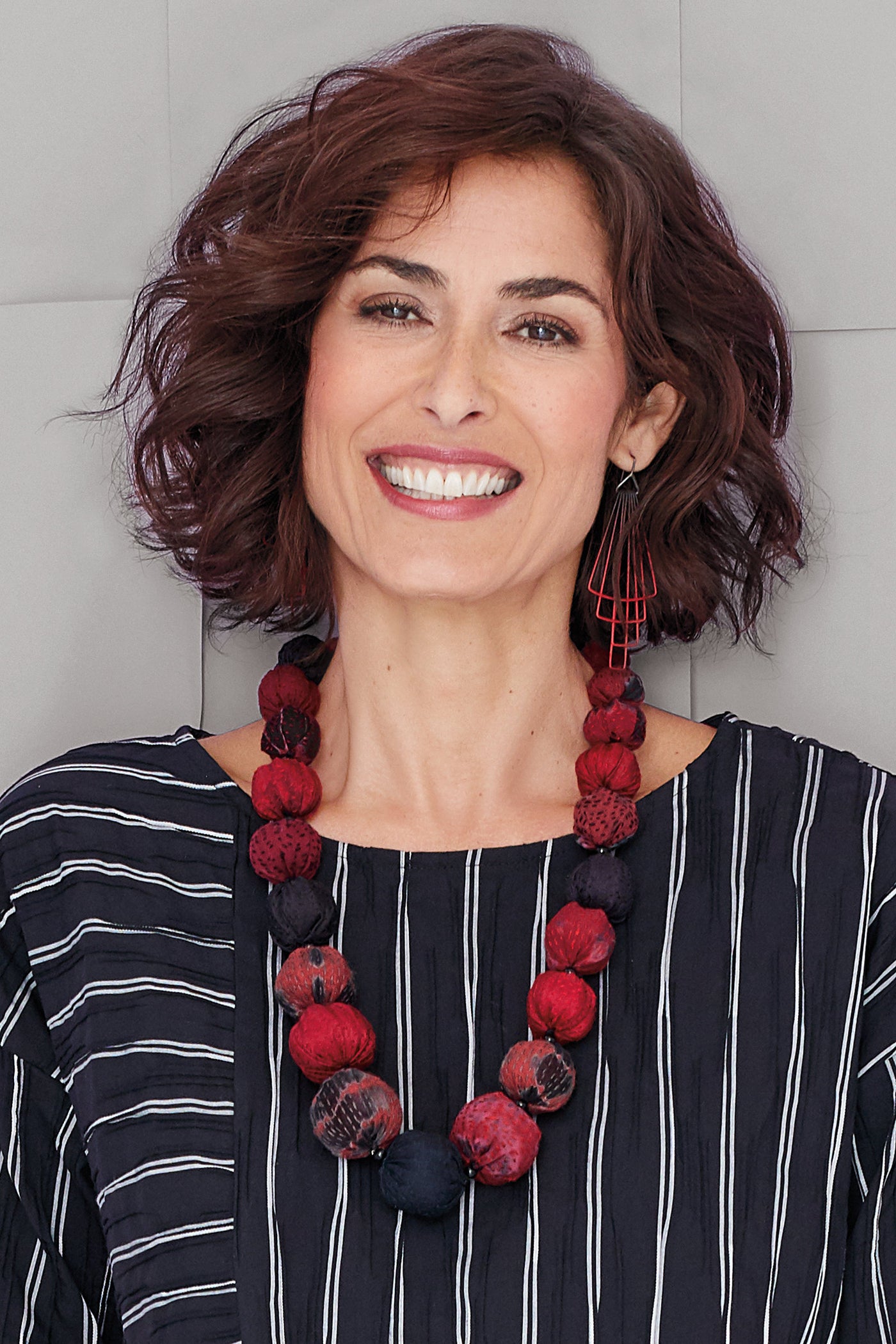 Vermillion & Black Kantha Necklace