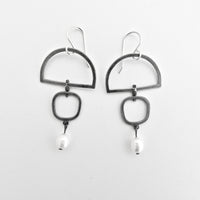 Pearl & Silver Dangle Earrings