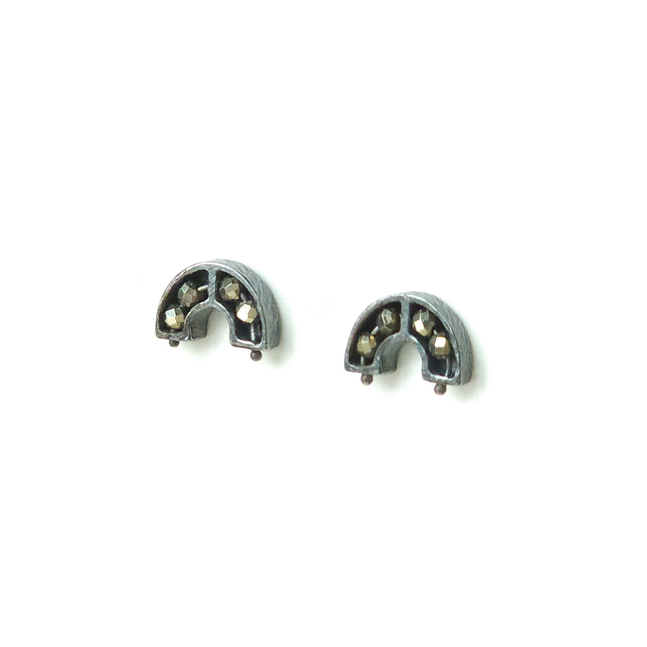 Pyrite Segment Arch Earrings