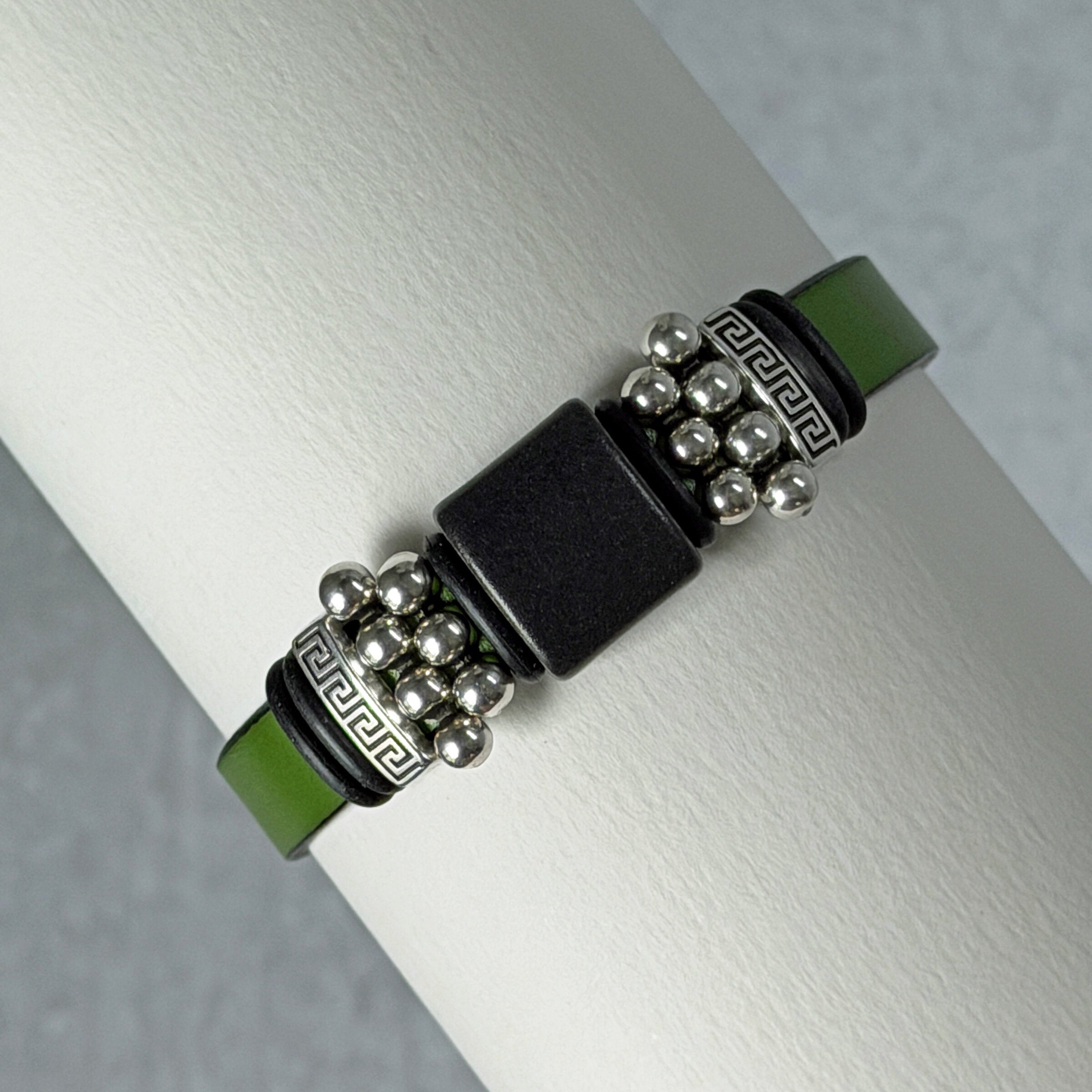 Leather & Porcelain Stone Bracelet