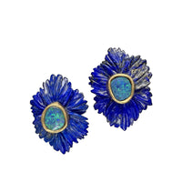 Treasure Chest Lapis & Opal Flower Earrings