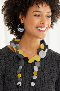 chartreuse & black dot shown with Loop and Dot Earrings by Bonnie Bishoff and J.M. Syron