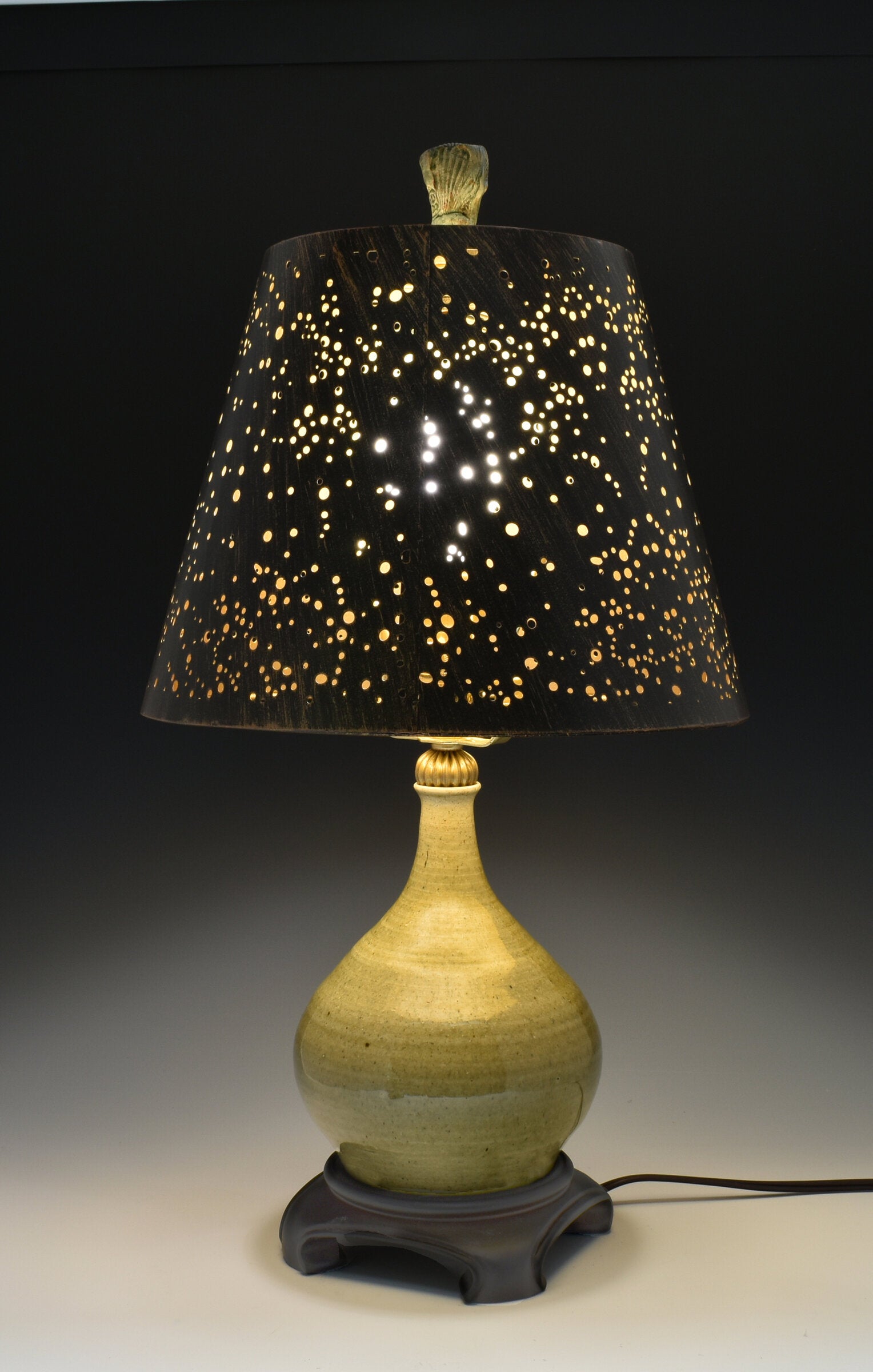 Porcelain Table Lamp with Steel Starlight Shade
