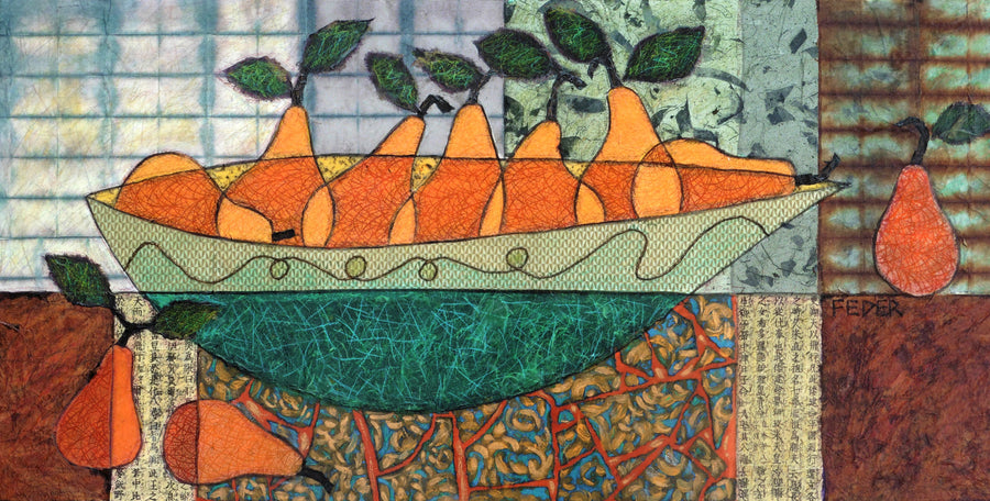 Pears in Teal Bowl