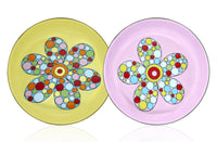 Pair of Enamel Flower Plates