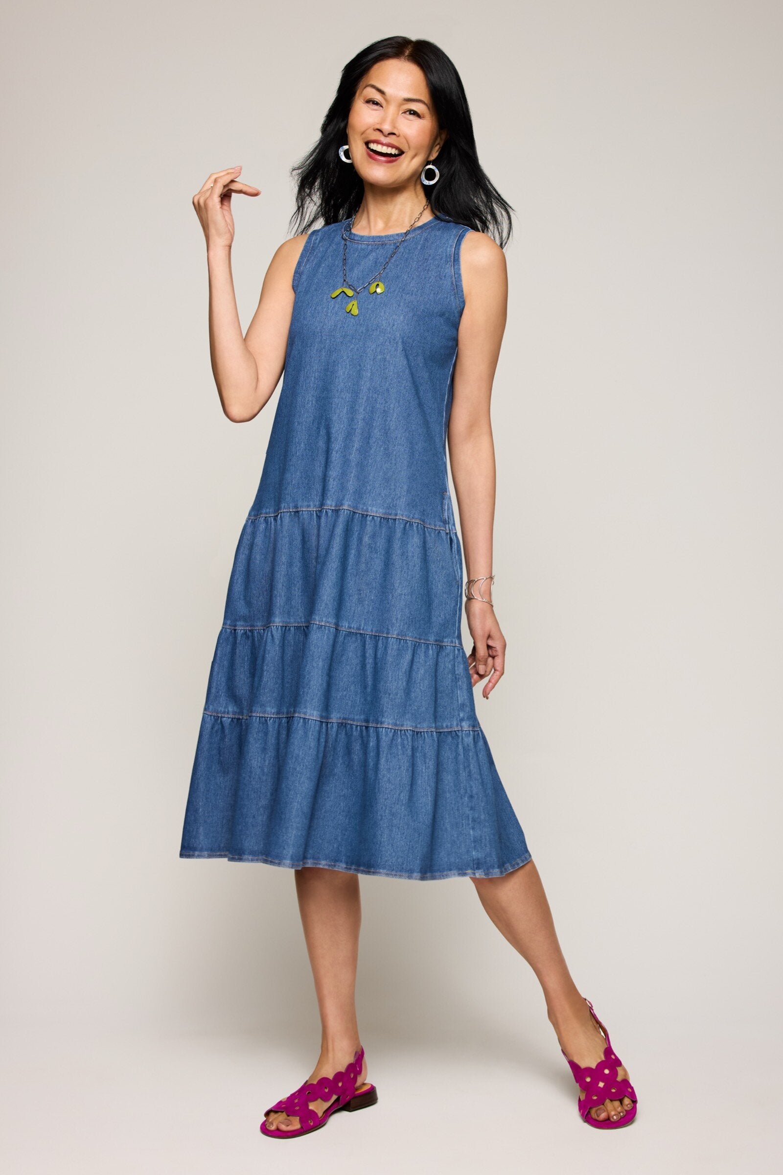 Dream Knit Denim Tiered Dress