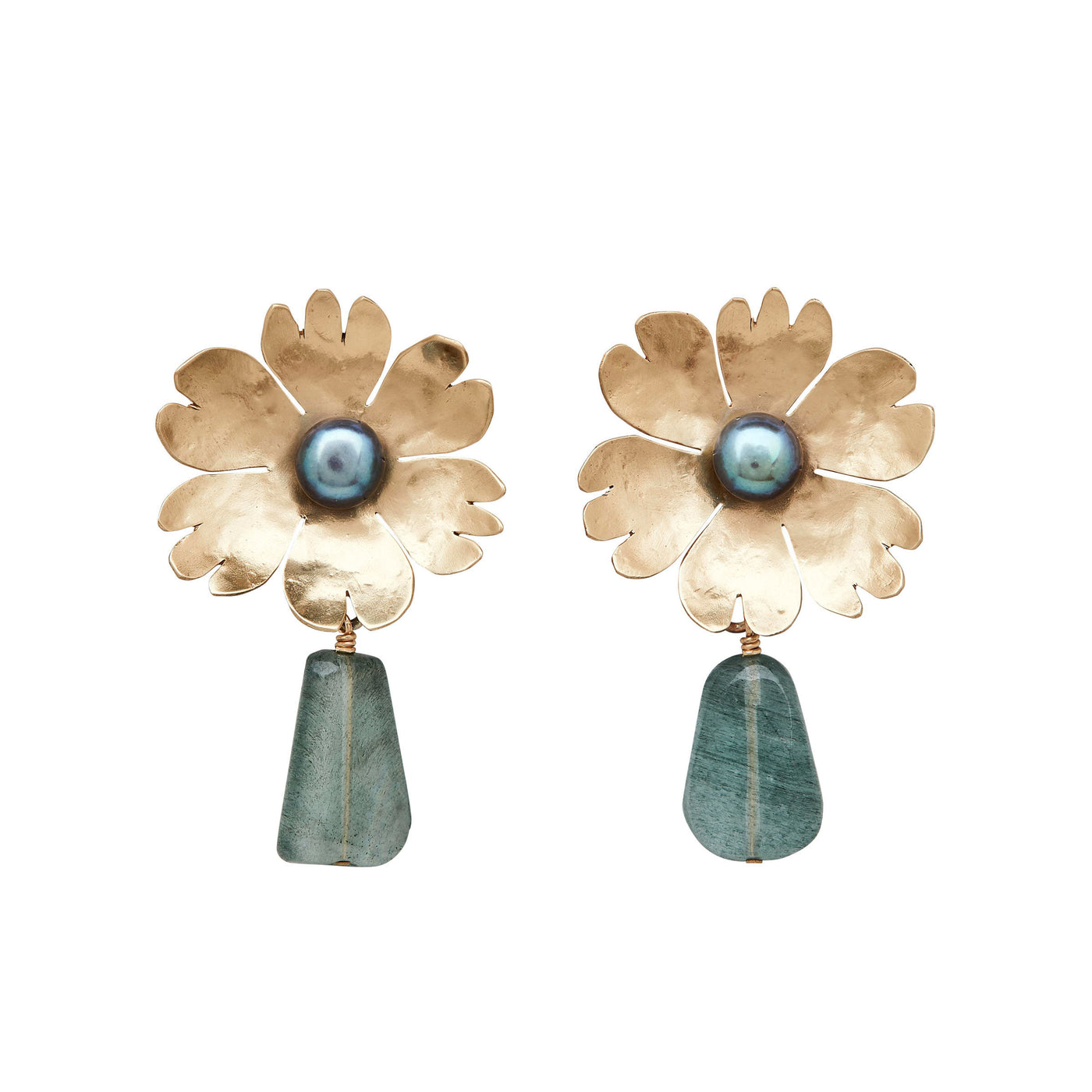 Carnation Bronze Aquamarine Earrings