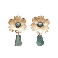 Carnation Bronze Aquamarine Earrings