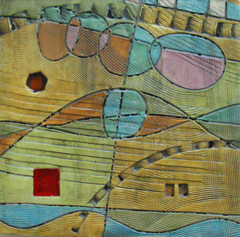 Abstract Space Four-Tile Wall Piece