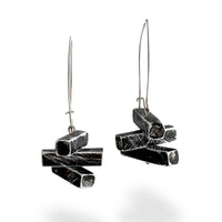 Stacked Weathered Bar Earrings