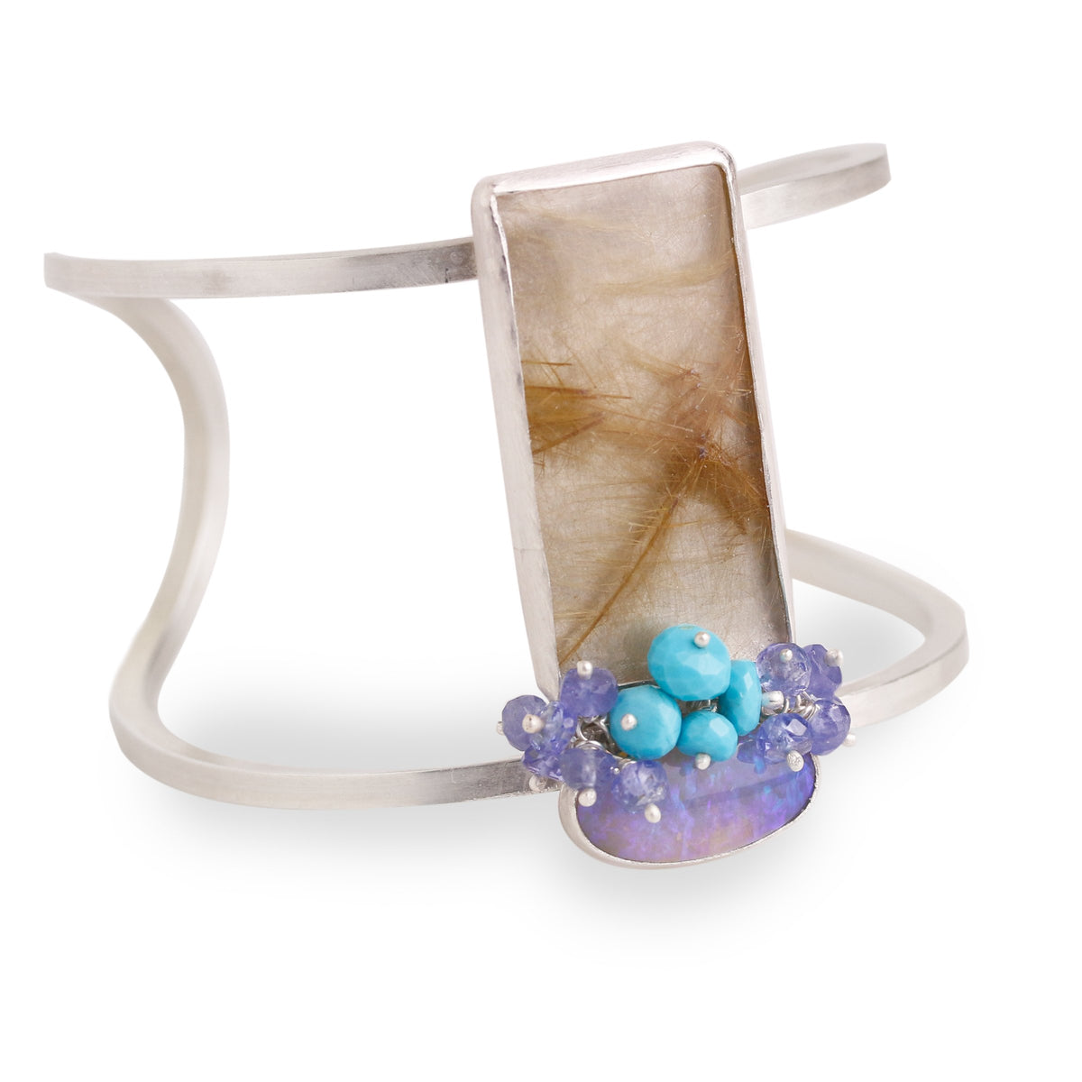 Golden Rutile & Lilac Opal Column Cuff