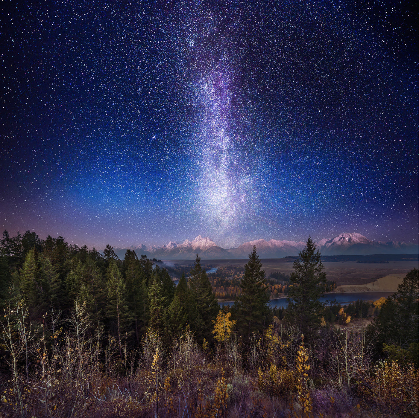 Milky Way Twilight Afterglow Over the Grand Tetons