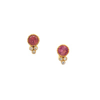 Blush Beauty Tourmaline & Diamond Round Earrings
