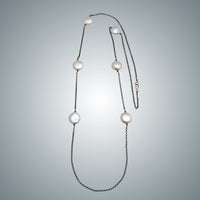 Coin Pearl & Oxidized Silver Necklace