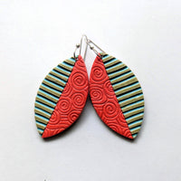 Carved & Textured Leaf Shaped Earrings