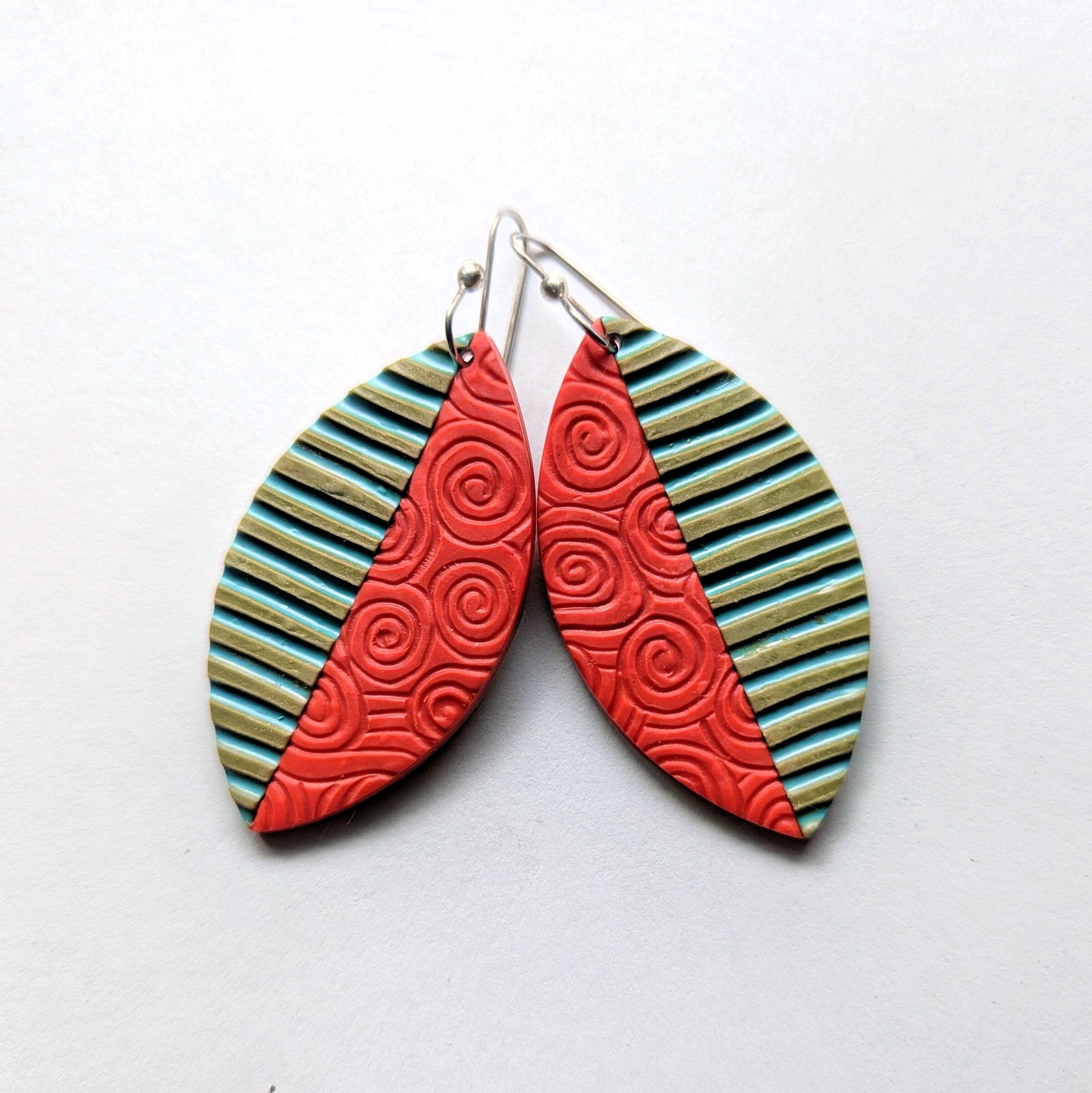 Carved & Textured Leaf Shaped Earrings