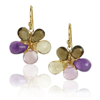 Violets & Chocolate Flower Earrings