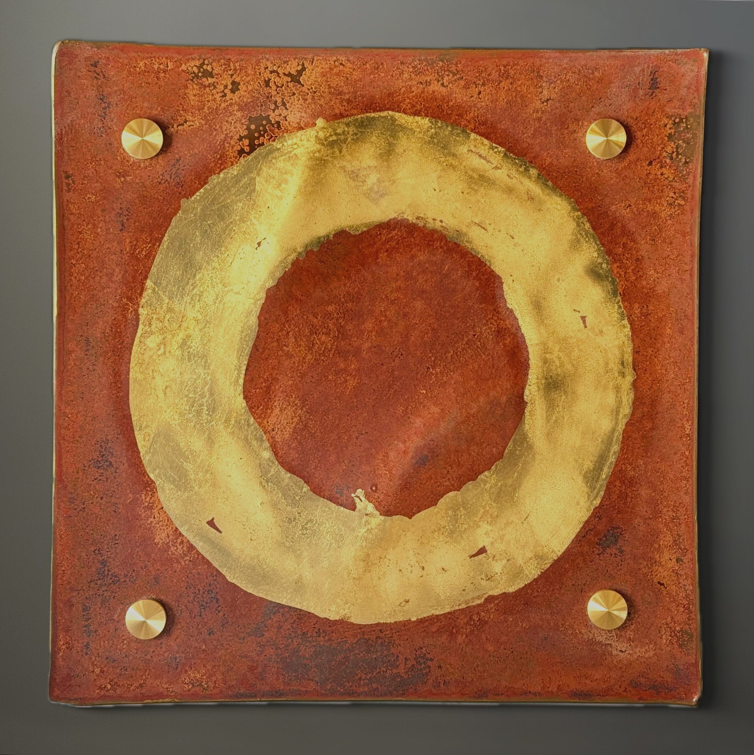 Circle Line Square Copper and Gold Wall Squares